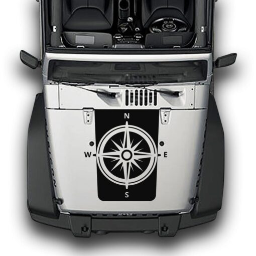 Hood Compass Stripes, Decals Compatible with Jeep Wrangler JK 2010-Present