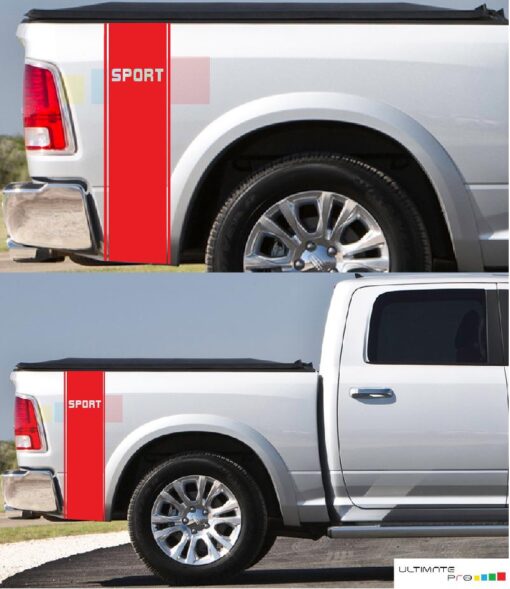 Side Vertical Rear Panel sport Stripe Decal Dodge Ram 2009 - Present