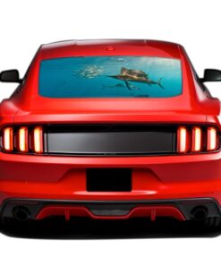 Fishing 2 Perforated Sticker for Ford Mustang decal 2015 - Present