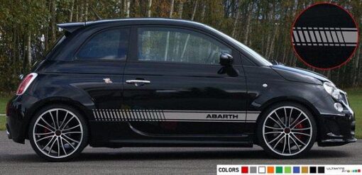 Racing Side Stripes Decal Sticker Compatible with Fiat 500 Abarth