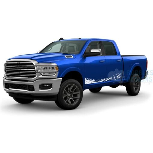 Lower Mud Splash Side Door Decals Graphics Vinyl For Dodge Ram Crew Cab 3500 Bed 64 White /