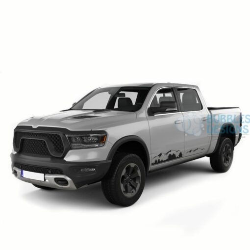 Mountain Doors Graphics Vinyl For Dodge Ram Crew Cab 1500 Black / 2009-2018 Side Door Sticker