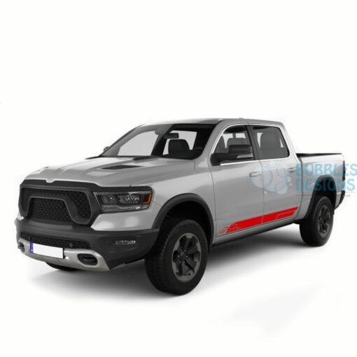 Mountain Side Door Stripes Graphics Vinyl For Dodge Ram Crew Cab 1500 Red / 2019-Present Side Door