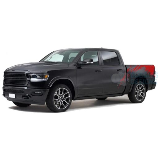 Mud Splash Bed Decals Graphics Vinyl For Dodge Ram Crew Cab 1500 Red / 2019-Present Side Door