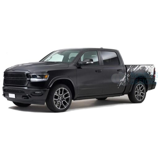 Mud Splash Bed Decals Graphics Vinyl For Dodge Ram Crew Cab 1500 White / 2019-Present Side Door