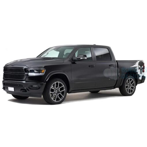 Punisher Skull Sticker Bed Decals Graphics Vinyl For Dodge Ram Crew Cab 1500 White / 2019-Present