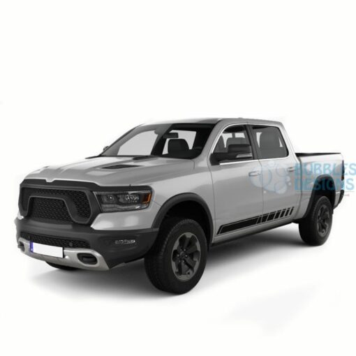 Side Door Stickers Stripes Graphics Vinyl For Dodge Ram Crew Cab 1500 Black / 2019-Present Side Door