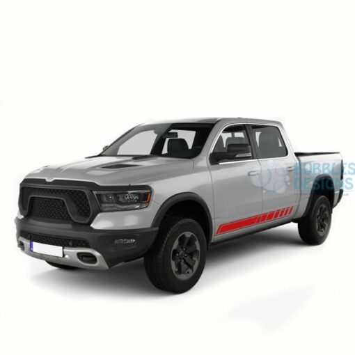 Side Door Stickers Stripes Graphics Vinyl For Dodge Ram Crew Cab 1500 Red / 2019-Present Side Door