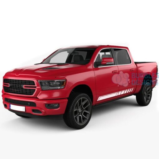 Side Door Stickers Stripes Graphics Vinyl For Dodge Ram Crew Cab 1500 White / 2019-Present Side Door