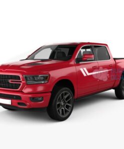 Side Hockey Stripes Decals Graphics Vinyl For Dodge Ram Crew Cab 1500 White / 2019-Present Side Door