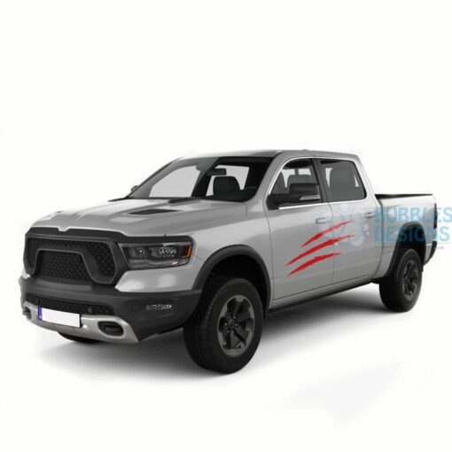 Side Scratches Decals Graphics Vinyl For Dodge Ram Crew Cab 1500 Red / 2002-2008 Side Door Sticker