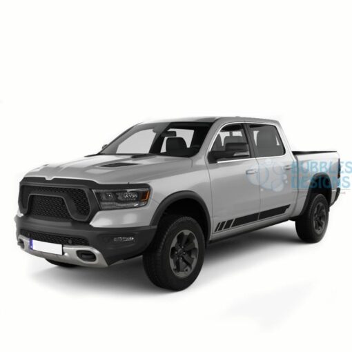 Side Stripes Door Graphics Vinyl For Dodge Ram Crew Cab 1500 Black / 2019-Present Side Door Sticker