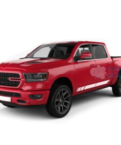 Side Stripes Door Graphics Vinyl For Dodge Ram Crew Cab 1500 White / 2019-Present Side Door Sticker