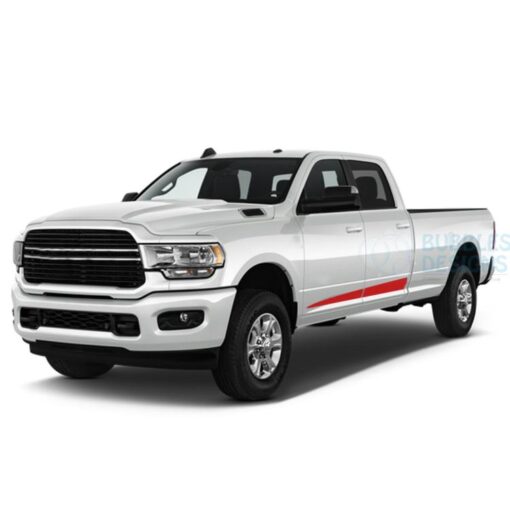 Spear Stripes Side Door Decals Graphics Vinyl For Dodge Ram Crew Cab 3500 Bed 8 Red / 2019-Present