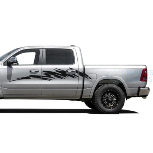 Strike Side Decals Graphics Vinyl For Dodge Ram Crew Cab 1500 Black / 2019-Present Side Door Sticker