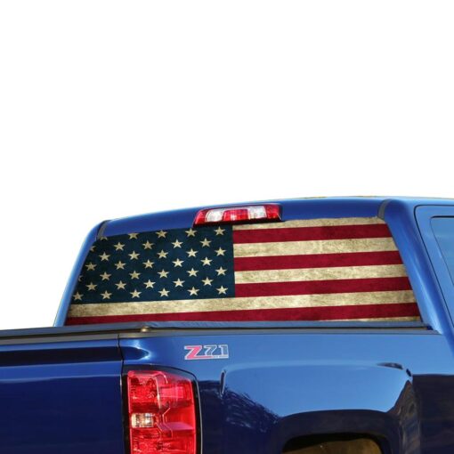 USA Flag Perforated for Chevrolet Silverado decal 2015 - Present